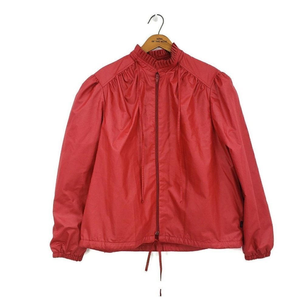 Vtg Clique by John Heckler Jacket Womens 11/12 Red Pleated Ruffle Collar